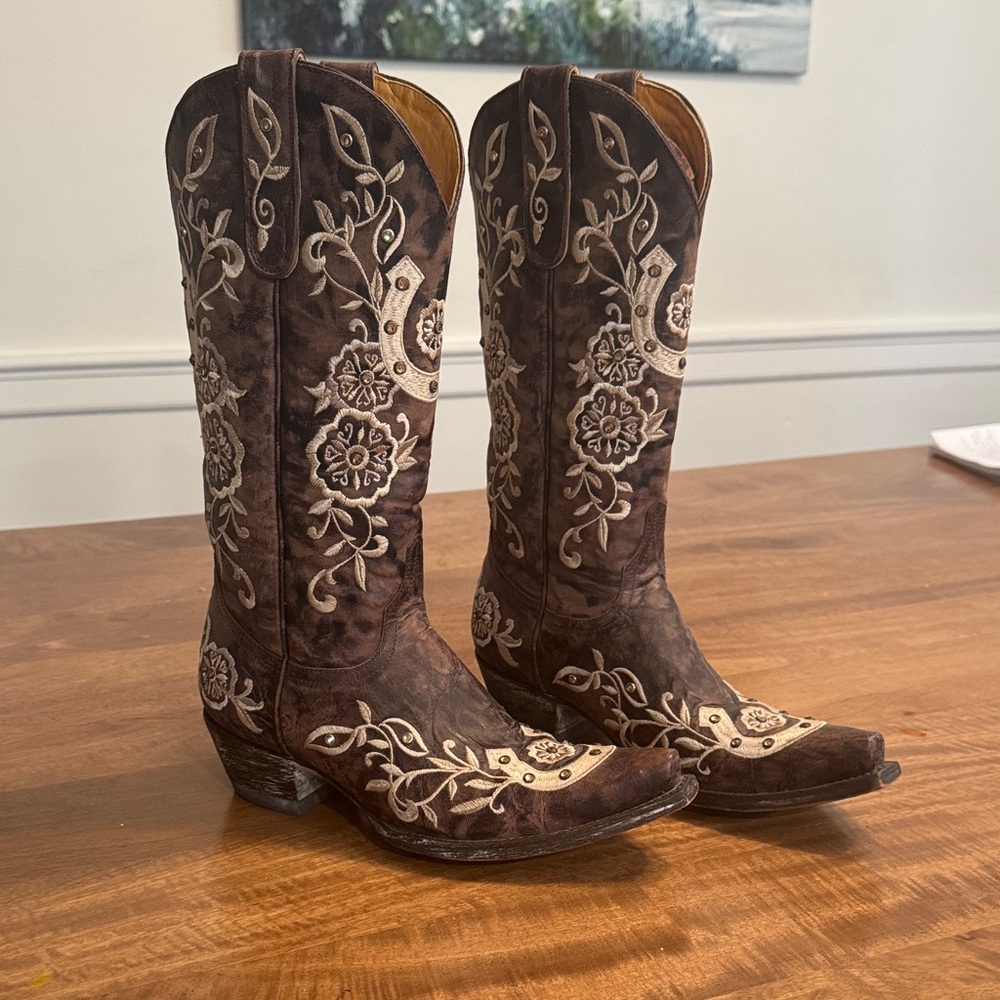 Old Gringo Dark Brown Embroidered Heeled Boots
